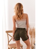 Women\'s shorts with elastic waistband, khaki 631 - Online store - Boutique